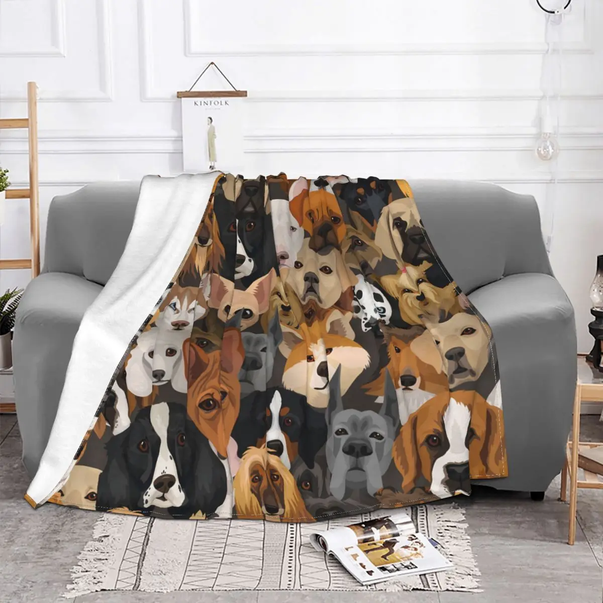 Рисунок породы собак, Плюшевое одеяло для собак, Всесезонное многофункциональное супер теплое покрывало для кровати, коврик