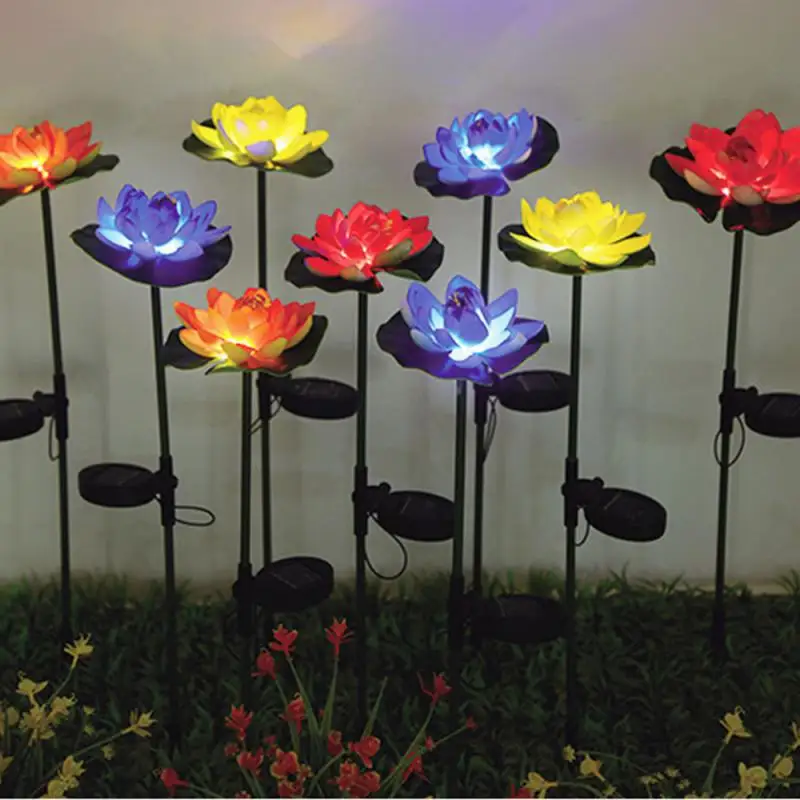 Светодиодные фонари, имитирующие лотос на солнечных батареях, торшер для внутреннего двора, Садовая декоративная лампа, энергосберегающая и водонепроницаемая