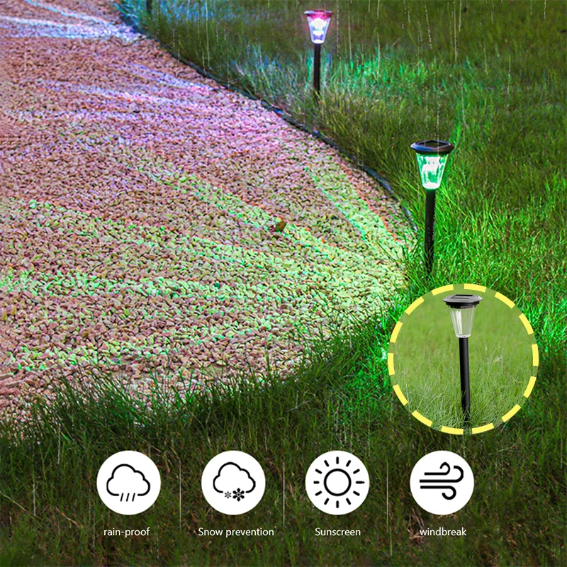 2-6 шт. Светодиодные солнечные фонари для газона, многоцветный садовый наружный прожектор, водонепроницаемый наружный садовый декор, лампы для газона на крыльце во дворе