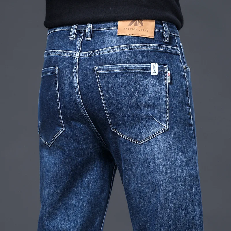 Весенне-осенние новые мужские джинсы, деловые свободные мужские брюки, модные брендовые джинсовые брюки с прямыми штанинами 066