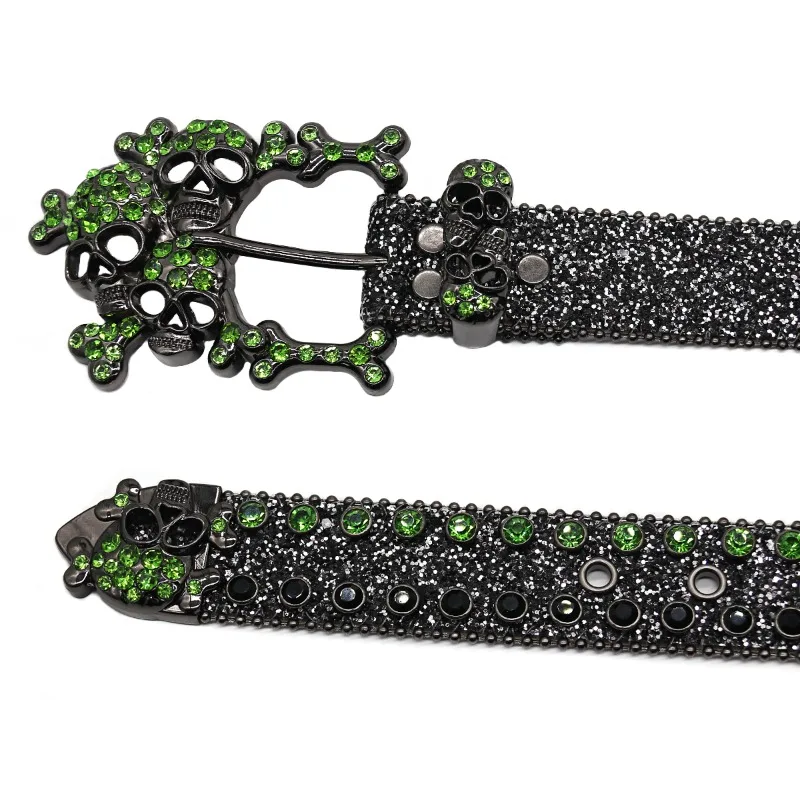 Зеленые хрустальные ремни Модные Блестящие Аксессуары для ногтей в стиле панк Темные Аксессуары Y2k Модный Роскошный дизайнерский ремень Cinturones