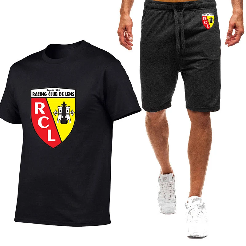 2023 Новая мужская быстросохнущая спортивная одежда Euro Club Rc Lens, летняя футболка с короткими рукавами, комплект спортивных шорт для бега в спортзал, баскетбола