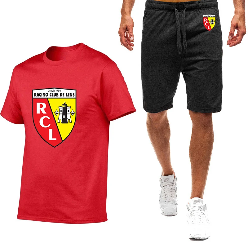 2023 Новая мужская быстросохнущая спортивная одежда Euro Club Rc Lens, летняя футболка с короткими рукавами, комплект спортивных шорт для бега в спортзал, баскетбола