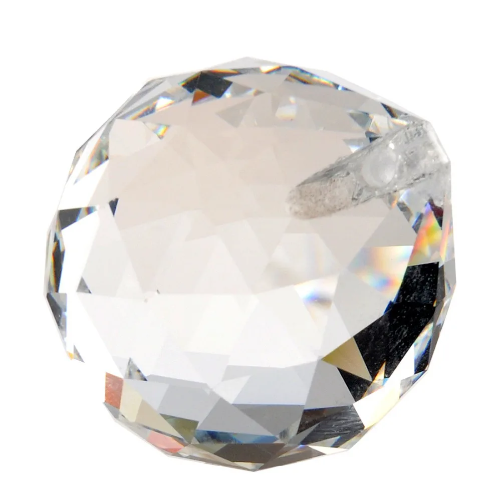 H & D 30 мм Кварцевый кристалл Стеклянный Граненый Шар Из Натуральных Камней и минералов Миниатюрная фигурка Фэн-шуй [размер: 30 мм-прозрачный]