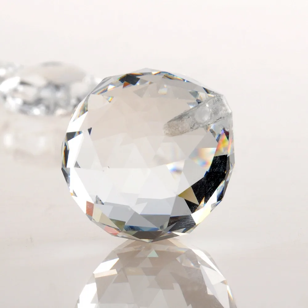H & D 30 мм Кварцевый кристалл Стеклянный Граненый Шар Из Натуральных Камней и минералов Миниатюрная фигурка Фэн-шуй [размер: 30 мм-прозрачный]