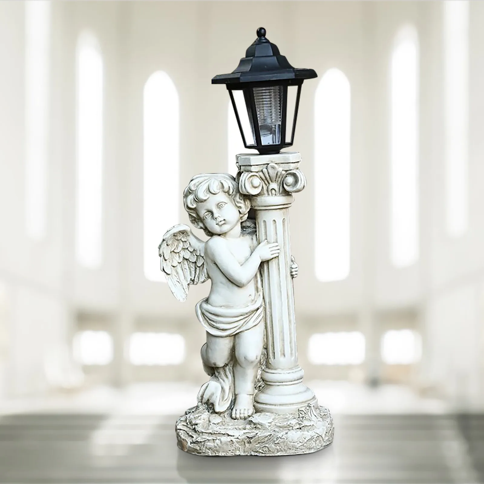 Римская колонна, статуя Ангела, Садовые статуэтки, Скульптуры, лампа солнечной энергии, Ретро Статуя Ангела, лампа для декора двора Esculturas Y Figuritas
