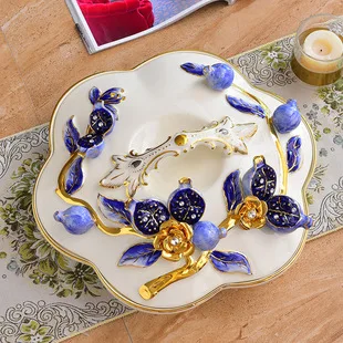 Креативная цветная роспись, Вращающаяся тарелка для фруктов на высокой ножке в европейском стиле, Тарелка для фруктов в гостиной, Домашний чайный столик, Поднос для сухофруктов