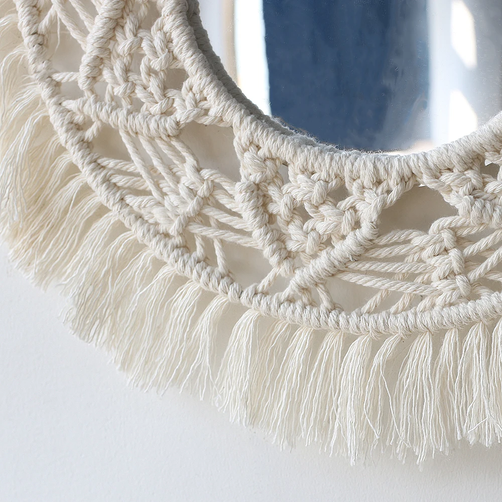 Скандинавский тканый гобелен ручной работы в богемном стиле, Креативный гобелен для гостиной, декор стен в стиле бохо, Макраме, Подвесное акриловое зеркало