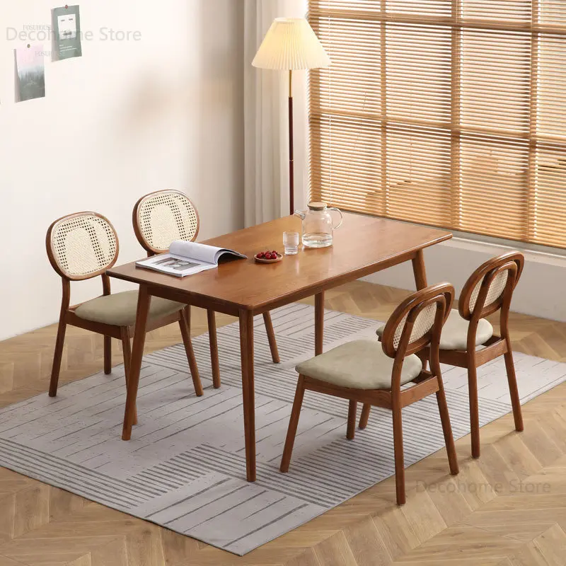 Обеденный стол и стулья для маленькой квартиры, обеденные столы из американского массива дерева, простые современные столы для гостиной, мебель для дома