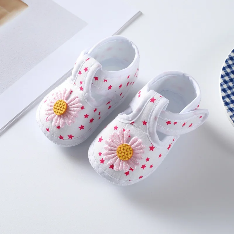 Осенняя парусиновая обувь для новорожденных, обувь для кроватки, 0-12 м, обувь для обучения ходьбе, милая обувь принцессы, цветок или милый бантик