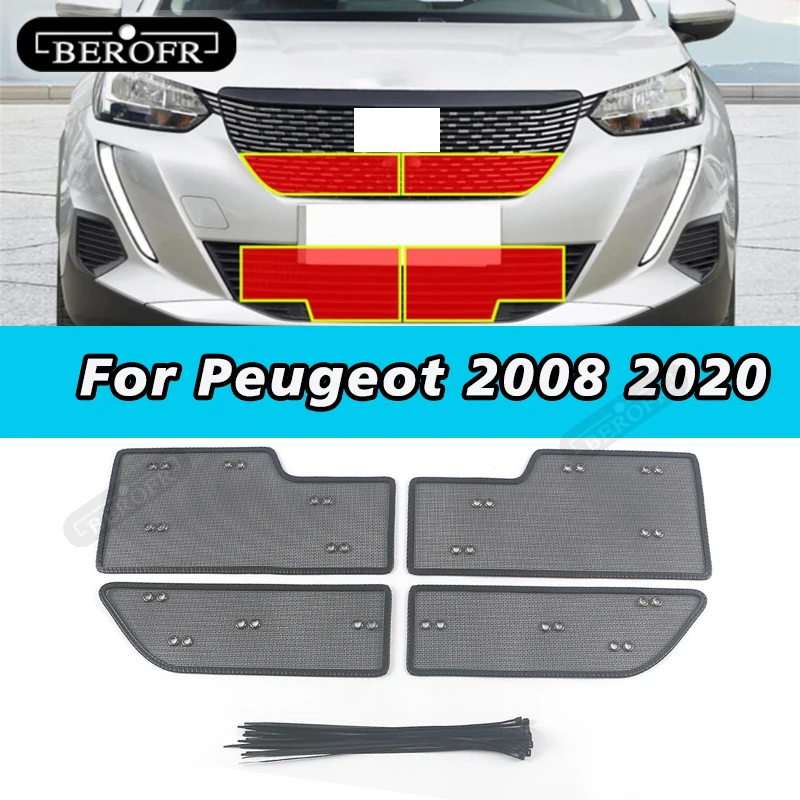 Решетка радиатора Гриль Сетка от насекомых Защитная вставка из сетки Накладка для Peugeot 2008 2020