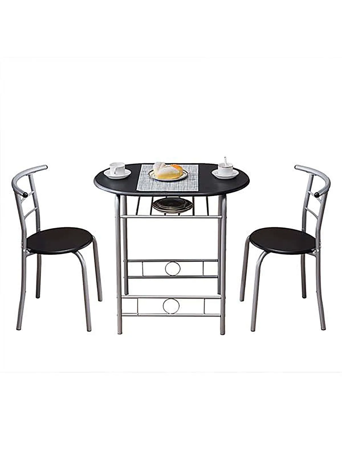 Столик для завтрака из ПВХ (один стол и два стула) Черный обеденный стол, стулья, обеденные столы и набор стульев
