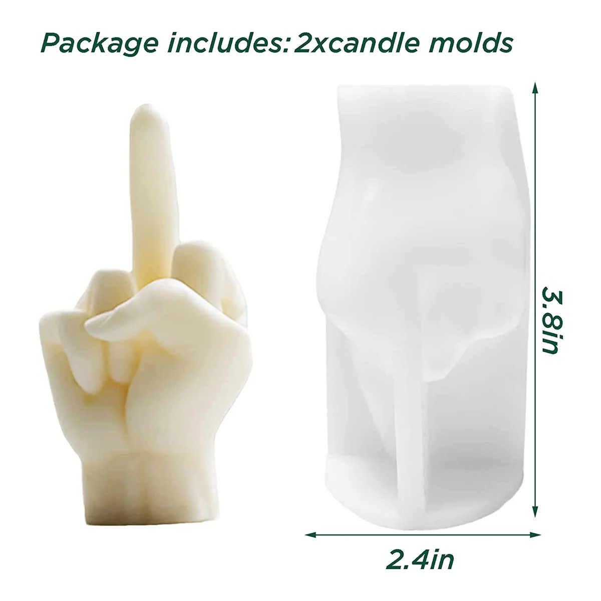 Силиконовые формы для свечей средним пальцем, жестовые формы для изготовления мыла из смолы, 3,8 дюйма