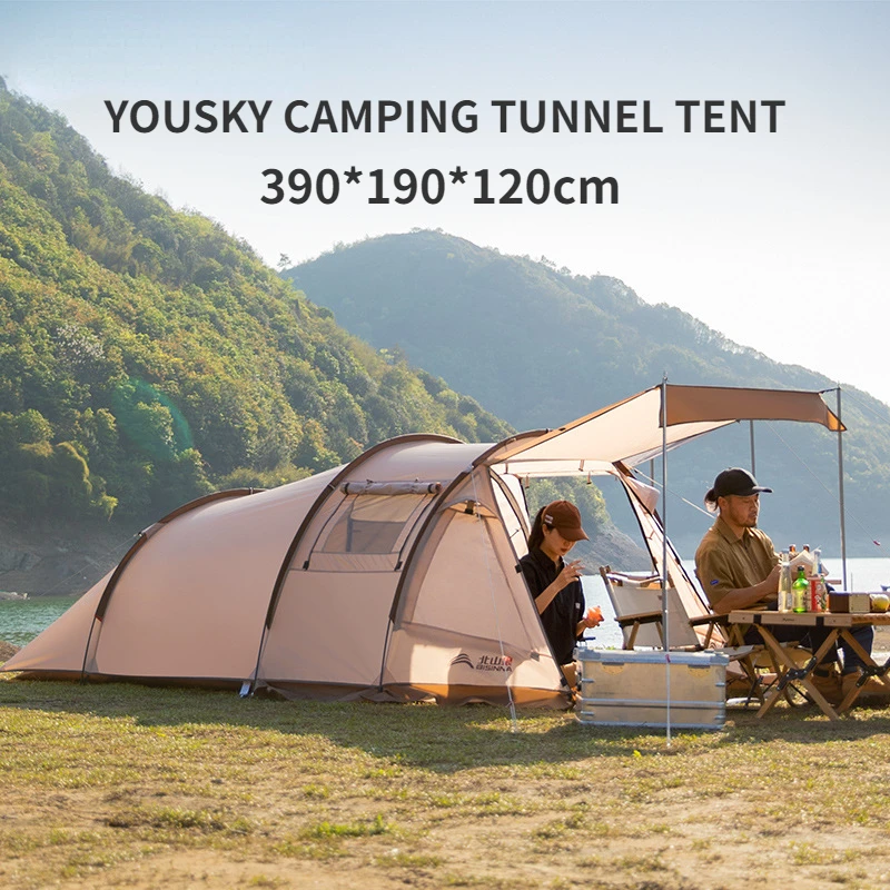 Палатка-туннель для альпинизма YOUSKY для кемпинга, одна спальня, две гостиные, защита от дождя и солнца, Палатка большой вместимости