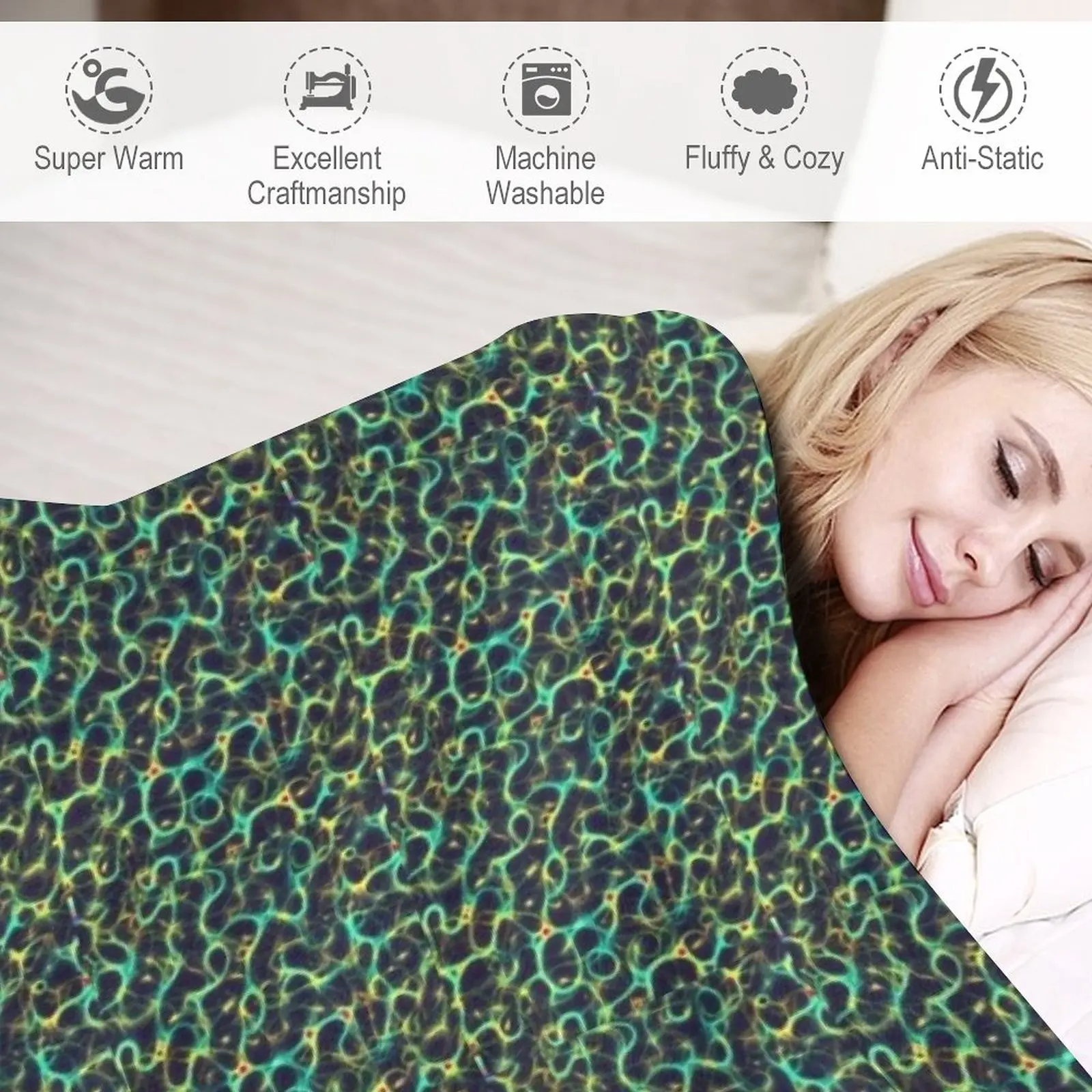 Новое яркое синее и зеленое одеяло Ai Createde, милое одеяло, термоодеяла для путешествий