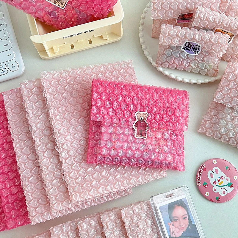 10шт Маленьких/ больших размеров Розовая сумка для любви, пузырчатый конверт, упаковочные пакеты, Милая фотокарточка, защитный чехол, Маленькая подарочная упаковка, сумка