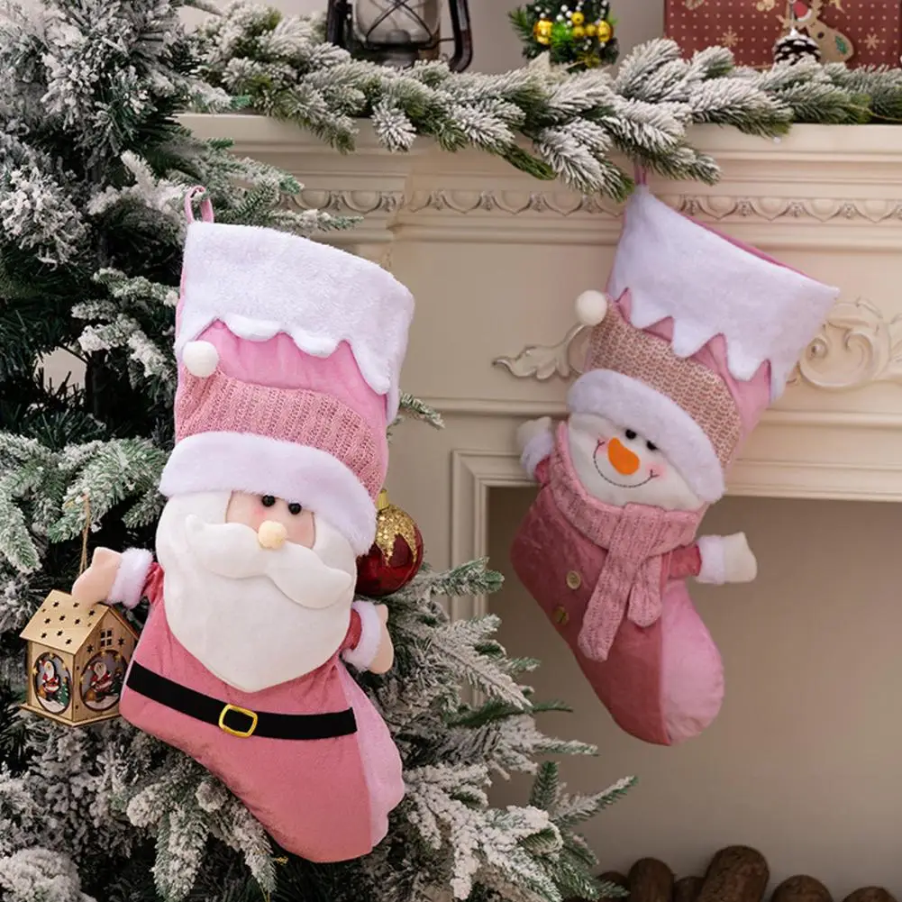 Подвесной Рождественский чулок Праздничные украшения для рождественских чулок Санта Клаус Снеговик Белая многоразовая Рождественская елка максимальной емкости