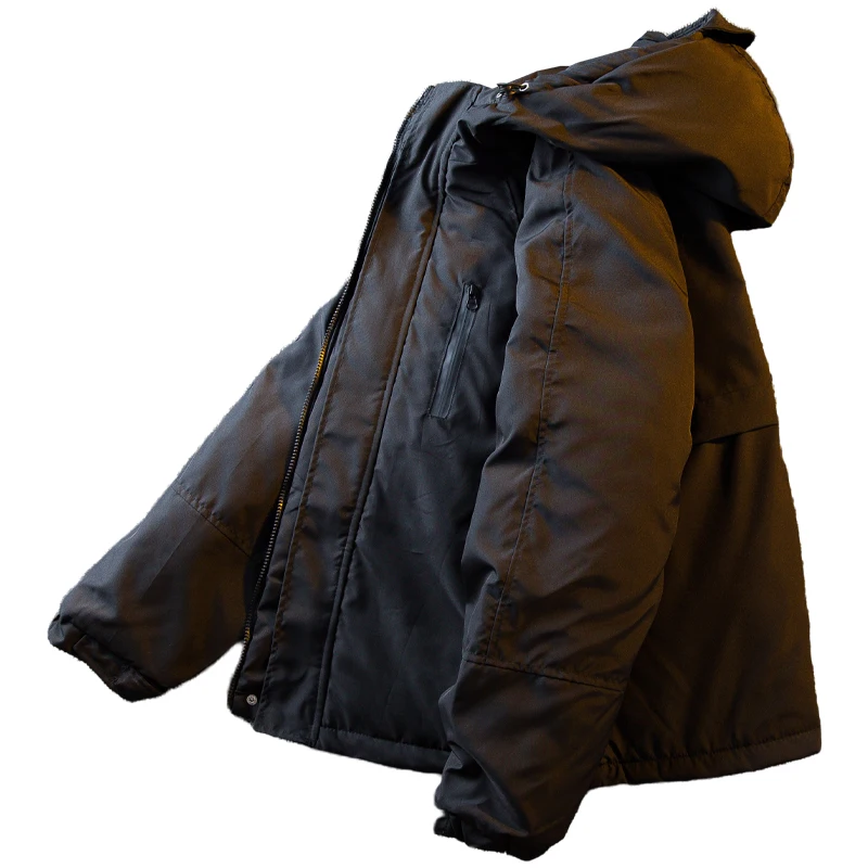 Мужская зимняя куртка с капюшоном, осенние толстые парки для мужчин, модная одежда 2023 года, Новая верхняя одежда, Однотонные пальто на хлопковой подкладке Z04